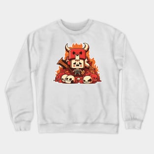 Cute happy kawaii halloween hell warrior skull lady Crewneck Sweatshirt